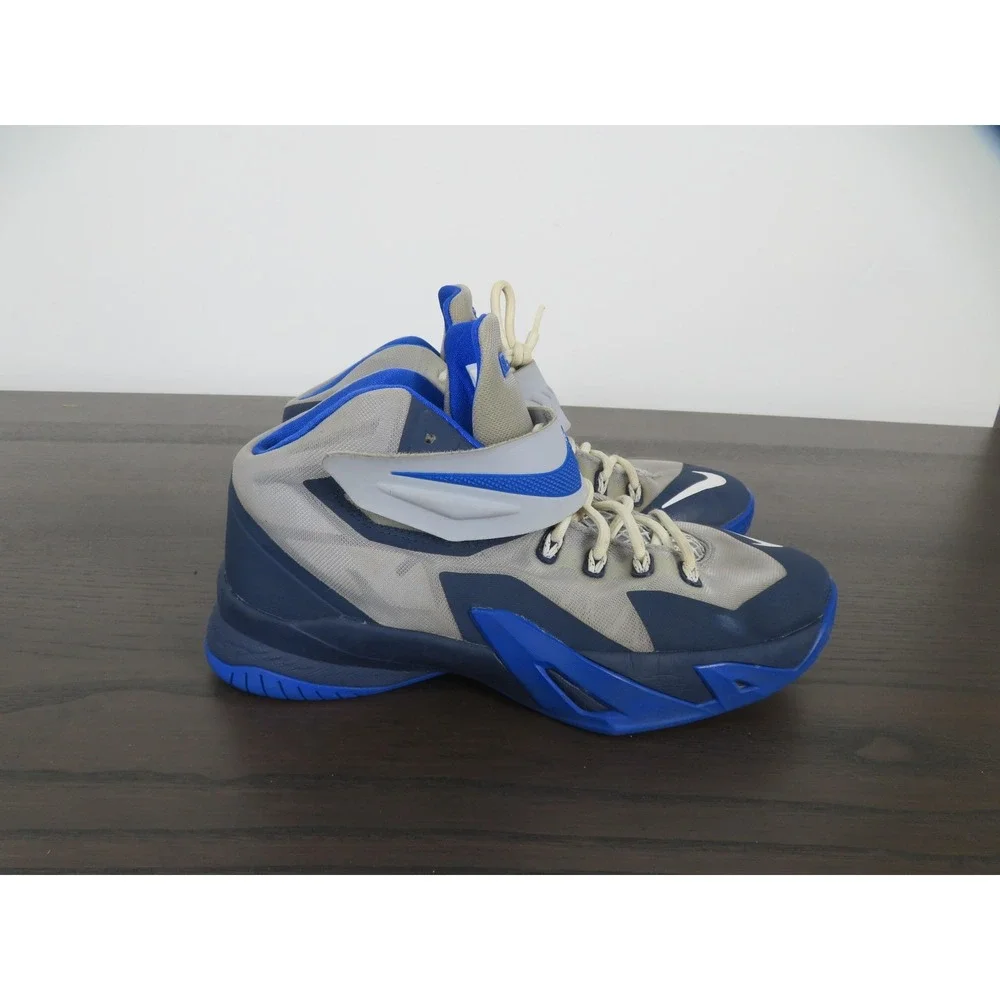 Nike Zoom LeBron Soldier VIII Shoes Boys 6.5Y Blue Gray Basketball 653645-011